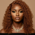 Perruque Bob Curly couleur Ginger (orange)cheveux 100%  naturel 180% Densité dentelle frontale 13x4