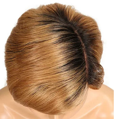 Perruque cheveux lisses Blonde Pixie Cut Bob 100% naturel brésilien