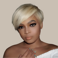 Perruque cheveux lisses Blonde Pixie Cut Bob 100% naturel brésilien