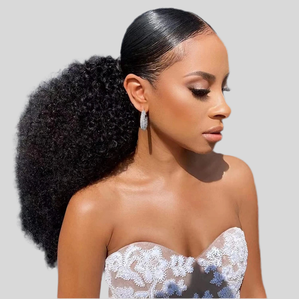 Postiche (Ponytail) bouclé Afro Kinky cheveux 100% naturel  Clip