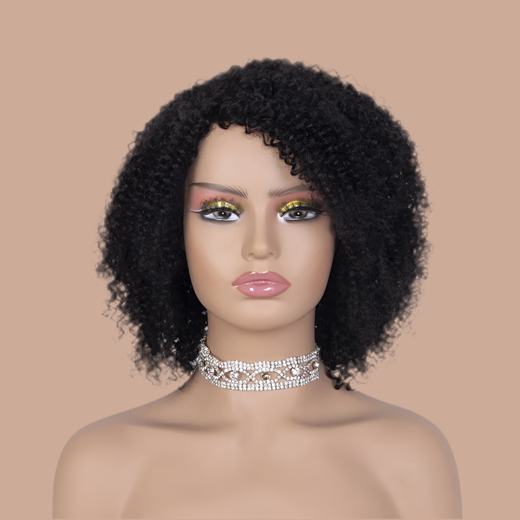 Perruque Afro Kinky Curly 100% naturel brésilien 180% HD  12 pouce couleur 1b 99j 1/30