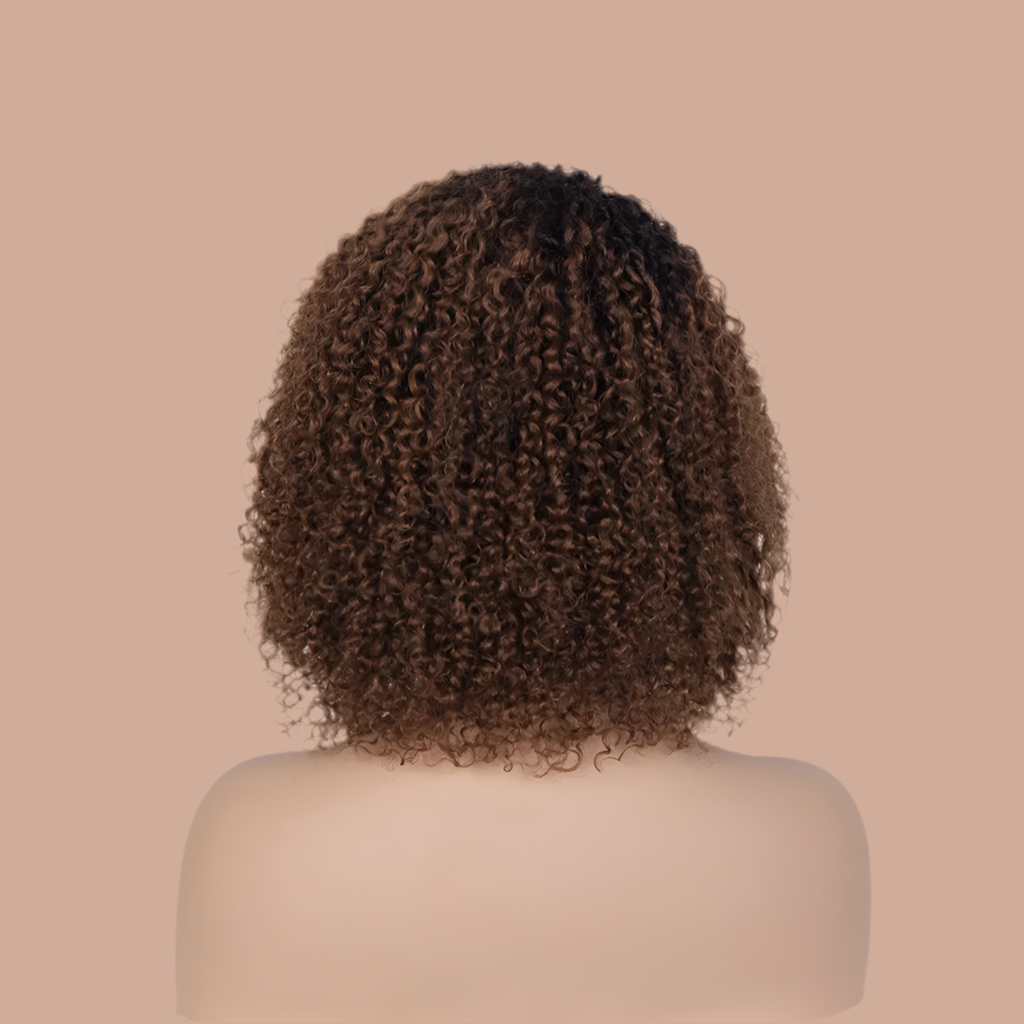 Perruque Afro Kinky Curly 100% naturel brésilien 180% HD  12 pouce couleur 1b 99j 1/30
