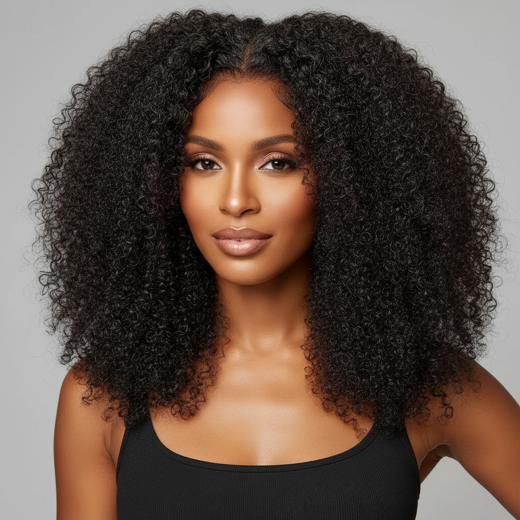 Afro Kinky Curly 100% naturel brésilienne 150%HD et 180%HD dentelle frontale  13*4  et 4*4 HD Transparent 12-28 pouces