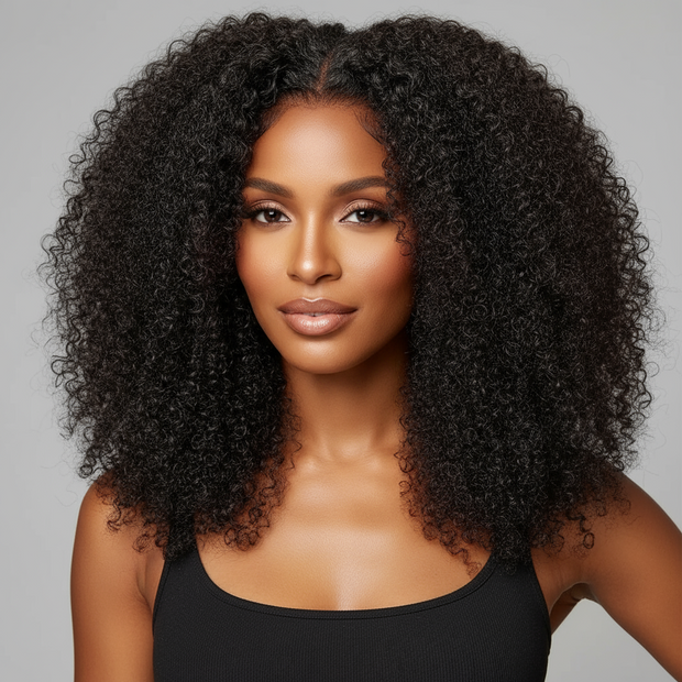 Afro Kinky Curly 100% naturel brésilienne 150%HD et 180%HD dentelle frontale  13*4  et 4*4 HD Transparent 12-28 pouces