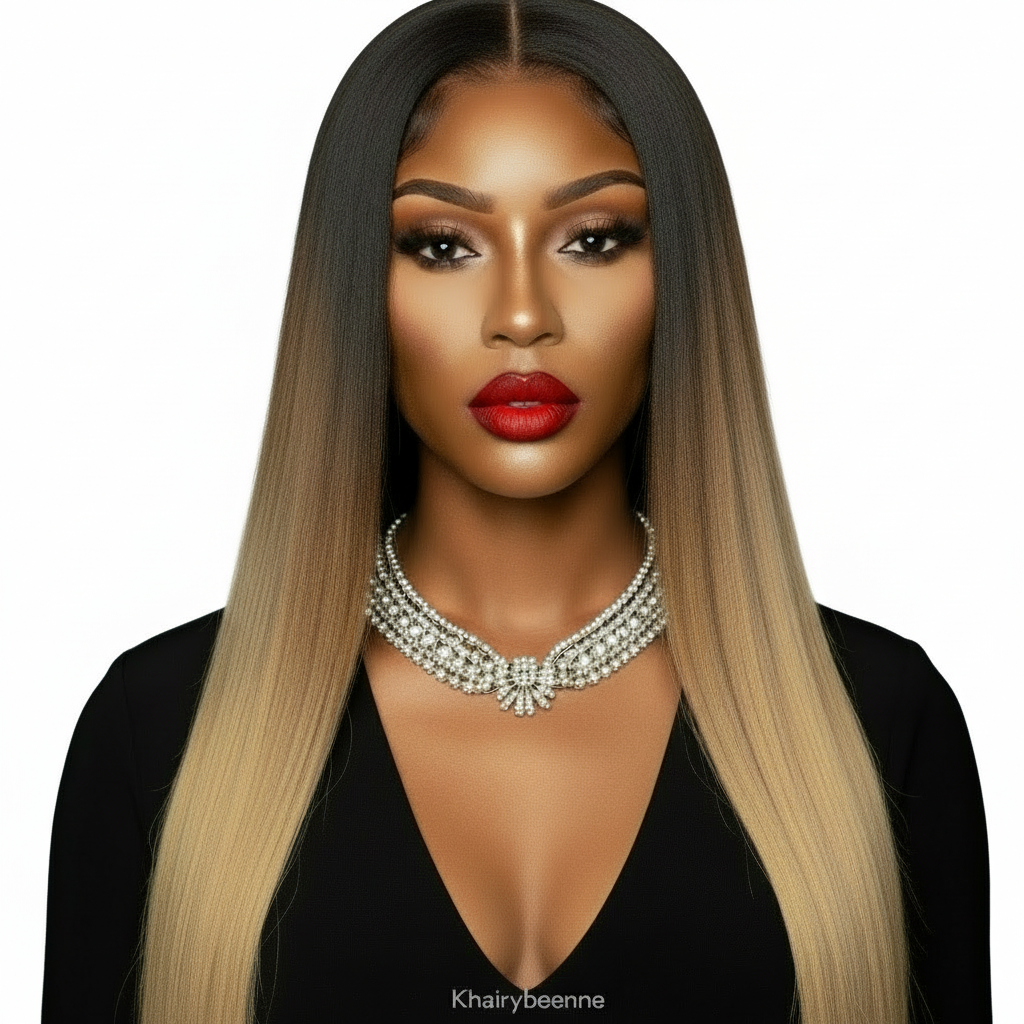 Perruque bob Lisse cheveux 100% naturel brésilien  couleur ombre miel 2/27  et couleur 1b dentelle frontale 13×4 180% HD du 12 au 24 pouces