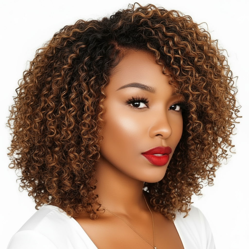 Perruques Bouclées Afro Kinky Courtes pour Femmes - Cheveux Humains Noirs