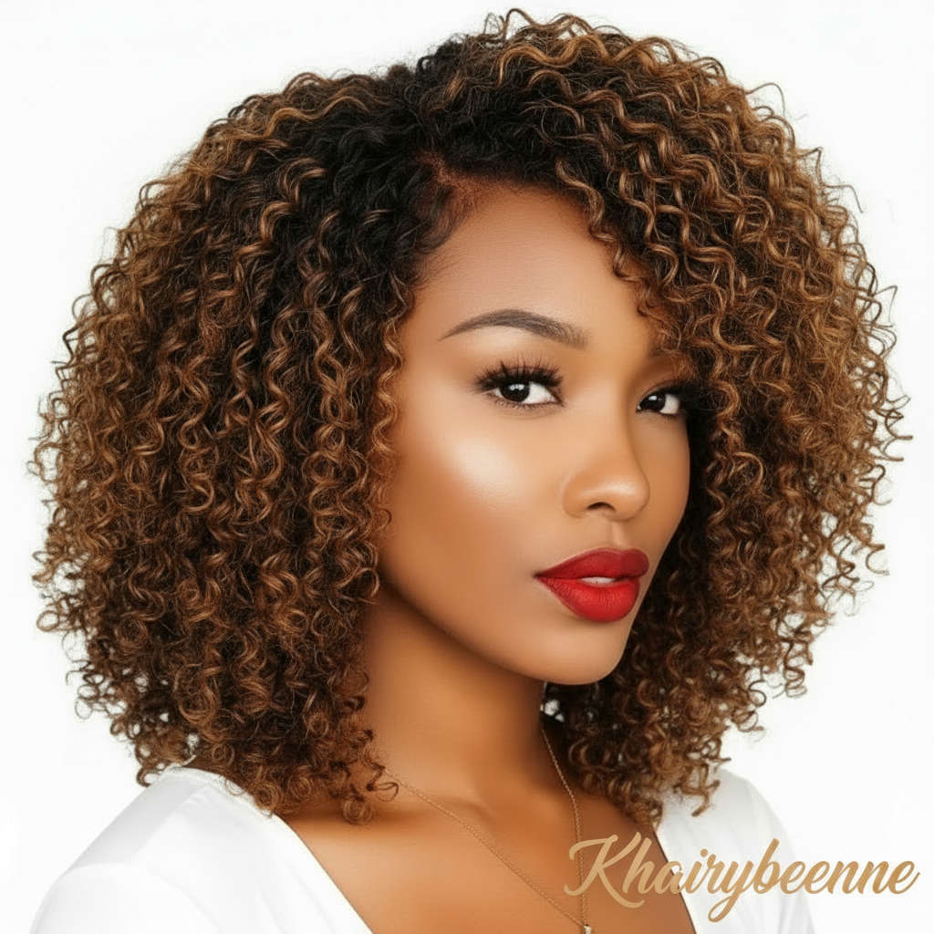 Perruques Bouclées Afro Kinky Courtes pour Femmes - Cheveux Humains Noirs