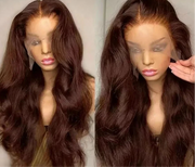 Perruque Body Wave 100% naturelle Brésilienne couleur Chocolat dentelle frontale   13x4 13*6 180% HD 24-36pouces