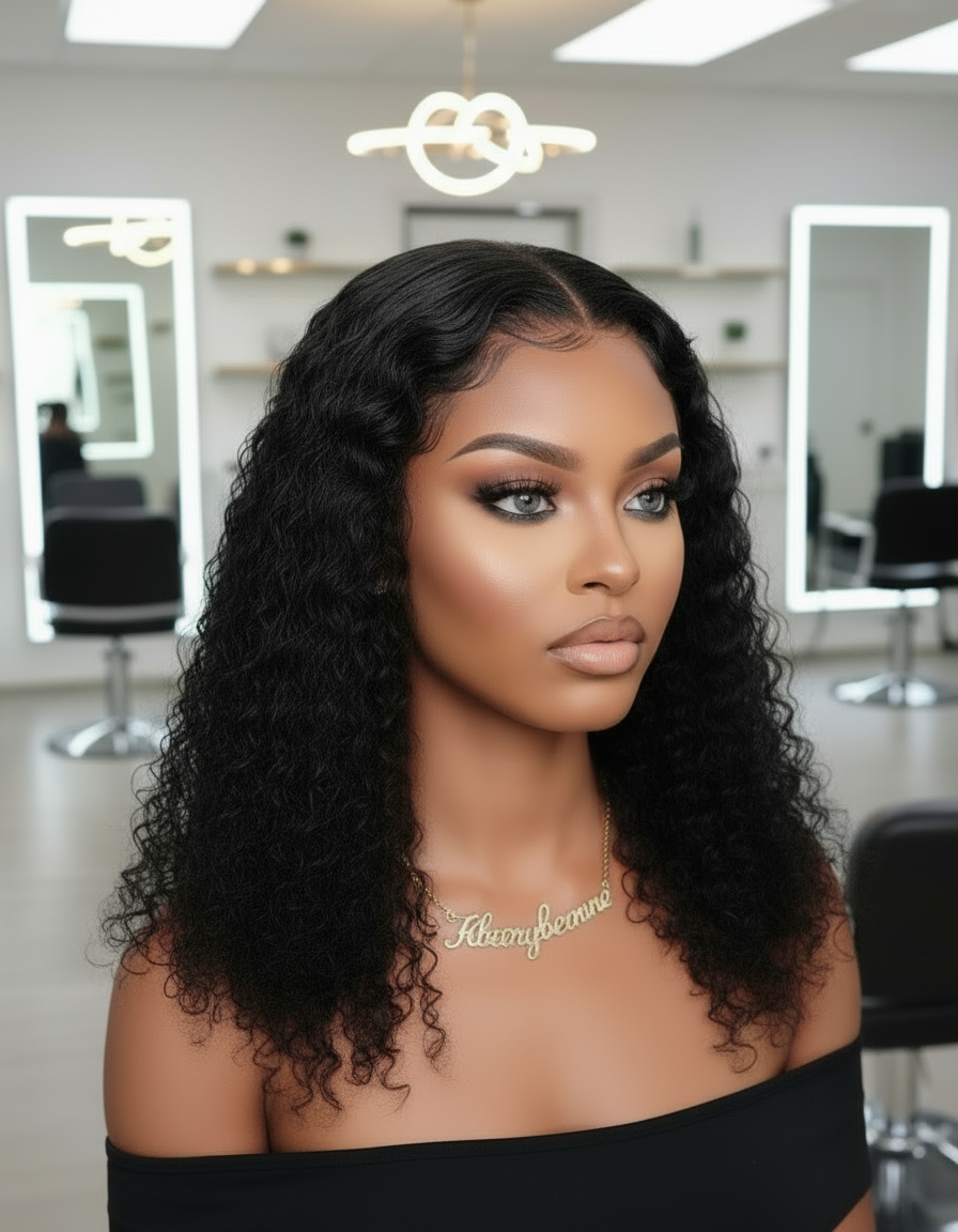 Perruque Deep Wave  100% cheveux naturel dentelle frontale 13*4 4*4 ou 13*6 8 -18 pouces