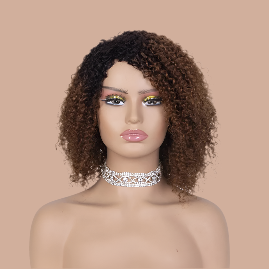Perruque Afro Kinky Curly 100% naturel brésilien 180% HD  12 pouce couleur 1b 99j 1/30
