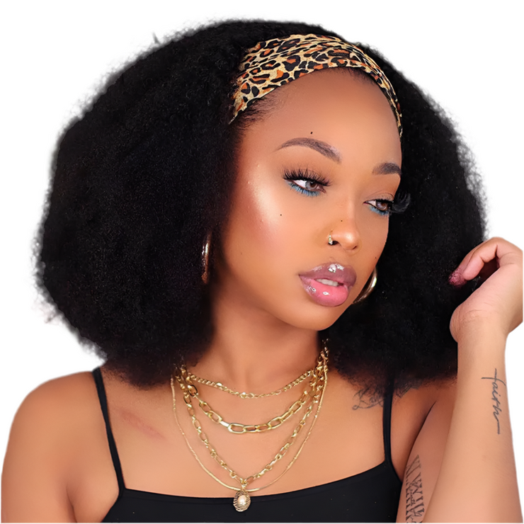 Perruque Afro pour Femmes Noires - Bandeau en Cheveux Naturels Bouclés