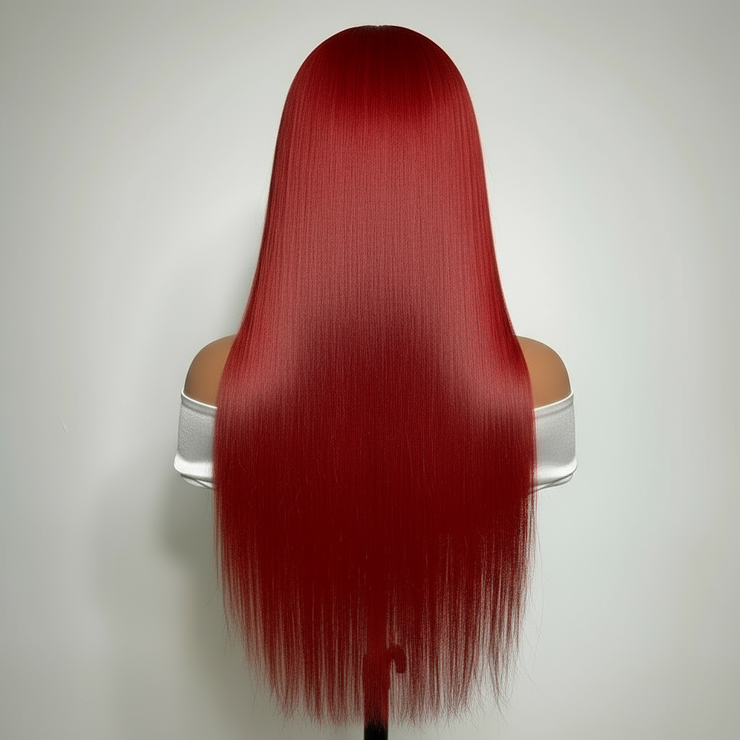 Perruque cheveux lisse 100%naturel bresilienne  dentelle frontale 13x4  ou 13*6 Hd Transparent 180%HD ou 220%HD couleur  99J Burgundy 18-36 pouces