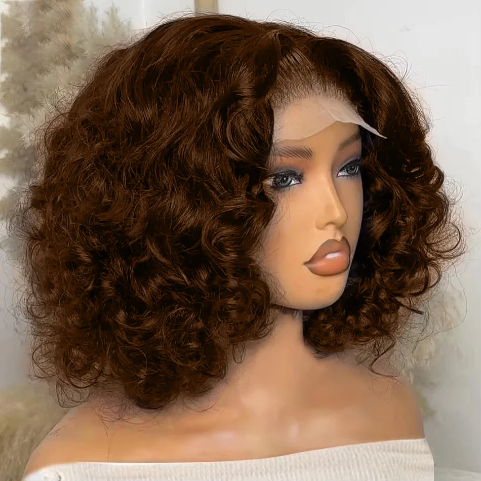 Perruque Body Wave 100% naturelle brésilienne couleur  marron #2 dentelle frontale 13x4 13*5 180% densité ou 200% densité 10-12 pouces