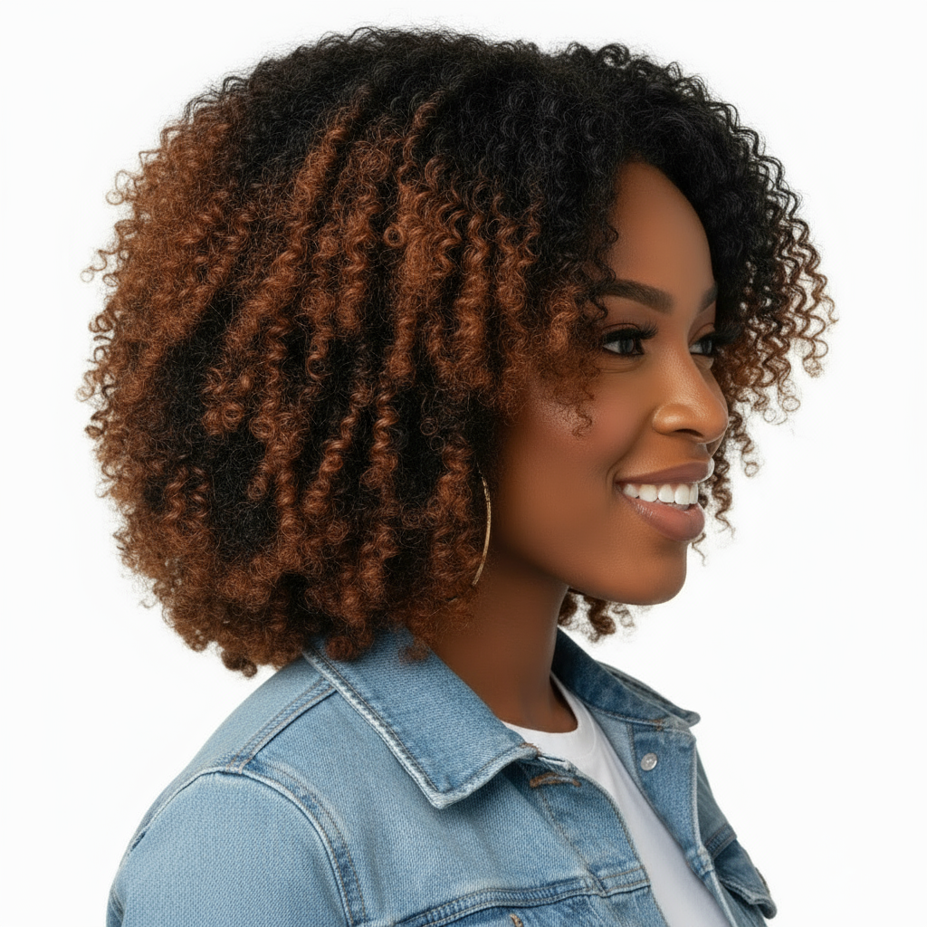 Perruque  courte bouclée synthétique couleur Black Brown